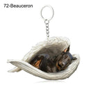 Sleeping Angel Dog Cat Keychain Charming Pet Jewelry Gift