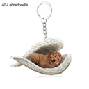 Sleeping Angel Dog Cat Keychain Charming Pet Jewelry Gift