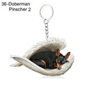 Sleeping Angel Dog Cat Keychain Charming Pet Jewelry Gift