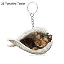 Sleeping Angel Dog Cat Keychain Charming Pet Jewelry Gift