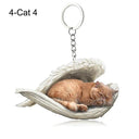 Sleeping Angel Dog Cat Keychain Charming Pet Jewelry Gift