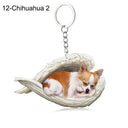 Sleeping Angel Dog Cat Keychain Charming Pet Jewelry Gift