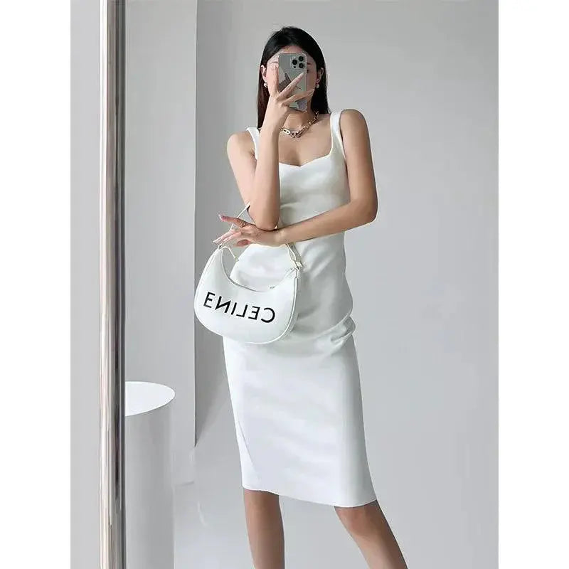 Slim Fit Ruched Summer Dress Elegant European Chic Style