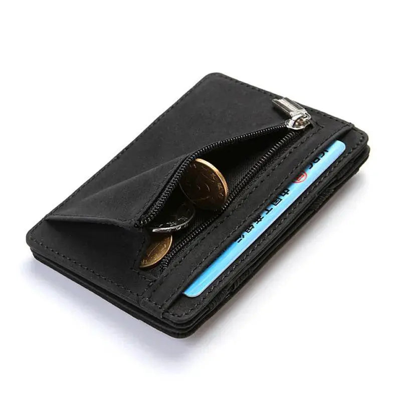 Slim Zipper Wallet Stylish PU Leather Card Holder Pocket