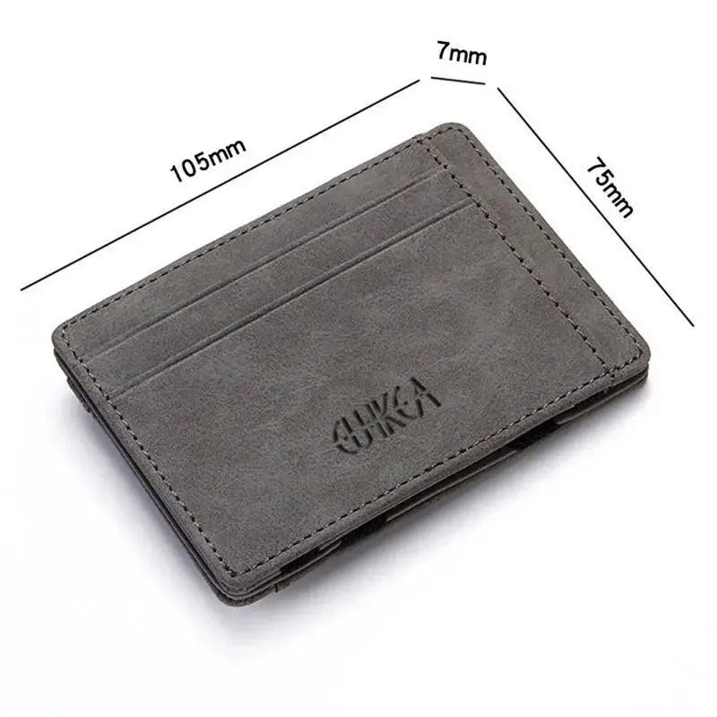Slim Zipper Wallet Stylish PU Leather Card Holder Pocket