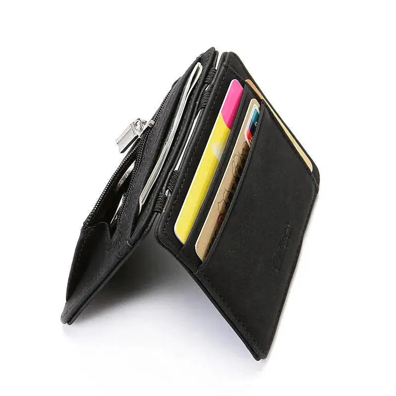 Slim Zipper Wallet Stylish PU Leather Card Holder Pocket