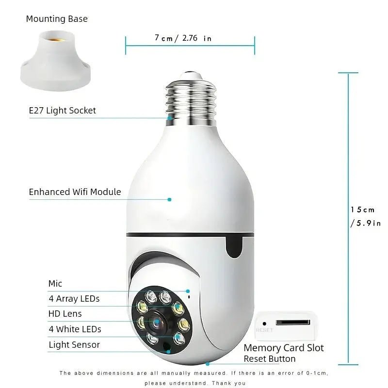 Smart Bulb Security Camera 360 Degree WiFi 5GHz Outdoor E27 Socket See Angles