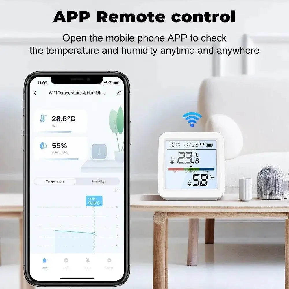 Smart Hygrometer Thermometer Sensor Real Time Monitoring