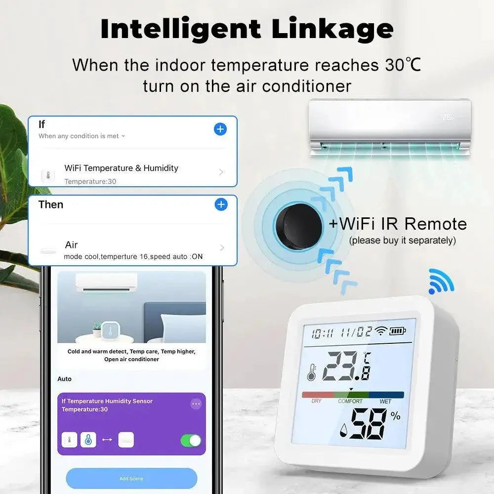 Smart Hygrometer Thermometer Sensor Real Time Monitoring