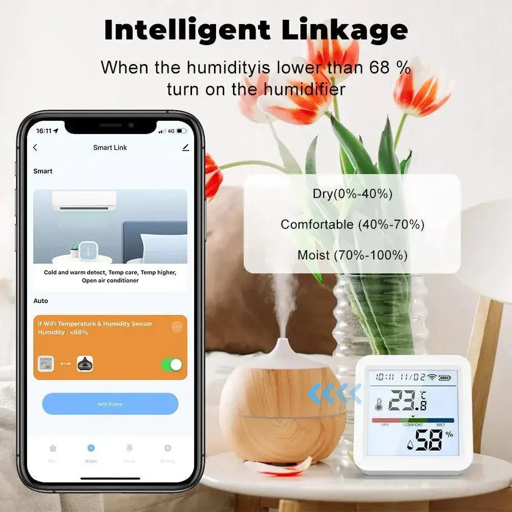 Smart Hygrometer Thermometer Sensor Real Time Monitoring