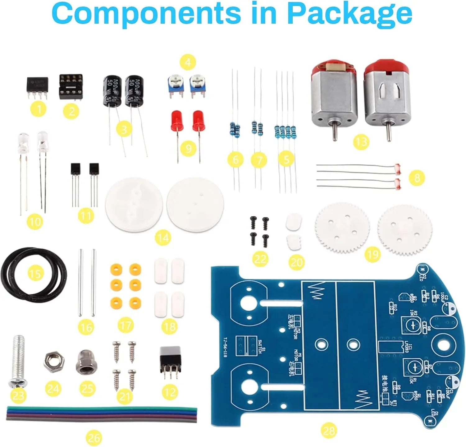 SmartCar Tech D2 - 5 Smart Tracking Robot Car Kit - Soldering Skills Boost And DIY