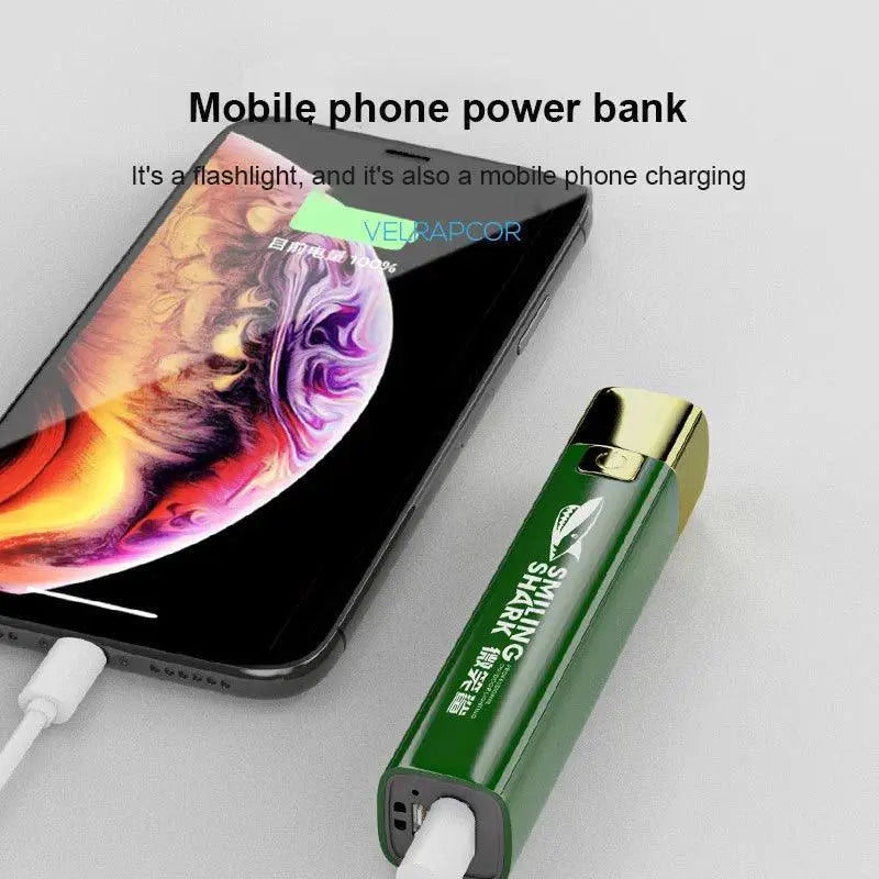 Smile Shark LED Flashlight Power Bank Portable Strong Light