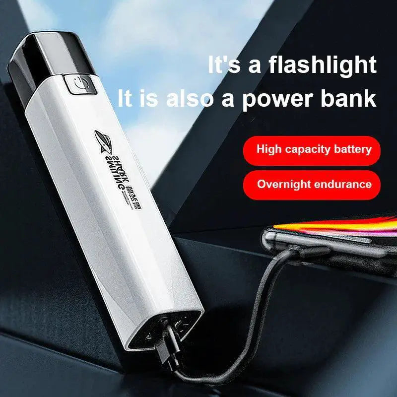 Smile Shark LED Flashlight Power Bank Portable Strong Light
