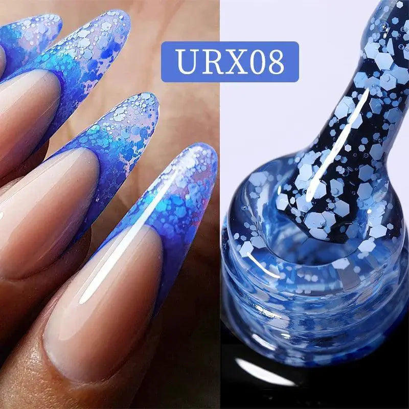 Snowflake Glitter Gel Nail Polish Set Sparkling Snow Nails