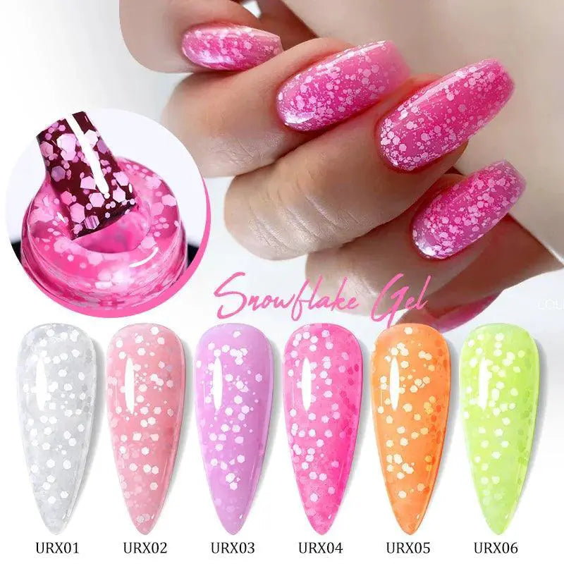 Snowflake Glitter Gel Nail Polish Set Sparkling Snow Nails
