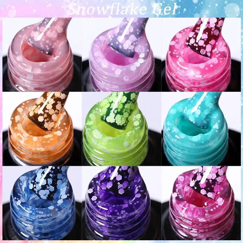 Snowflake Glitter Gel Nail Polish Set Sparkling Snow Nails