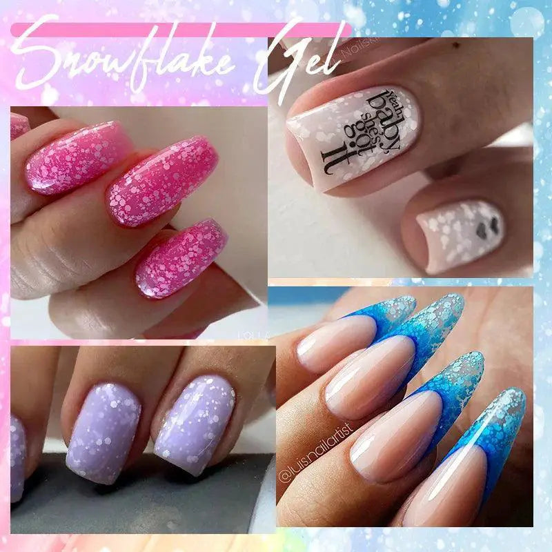 Snowflake Glitter Gel Nail Polish Set Sparkling Snow Nails
