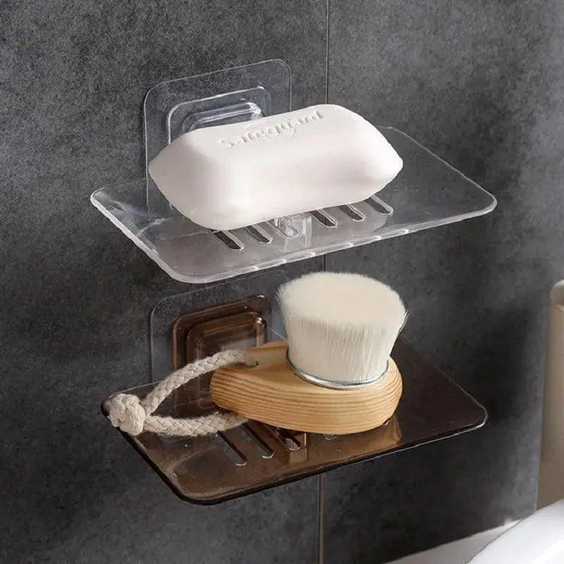 Wall Mounted Double Layer Soap Rack Holder For Bathroom