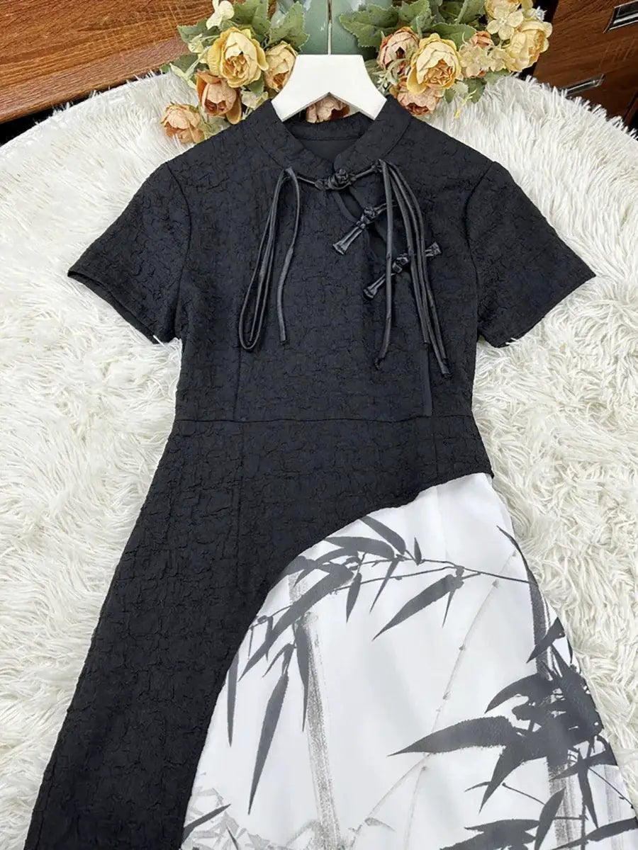 Socialite Black Ink Painting Cheongsam For Modern Women