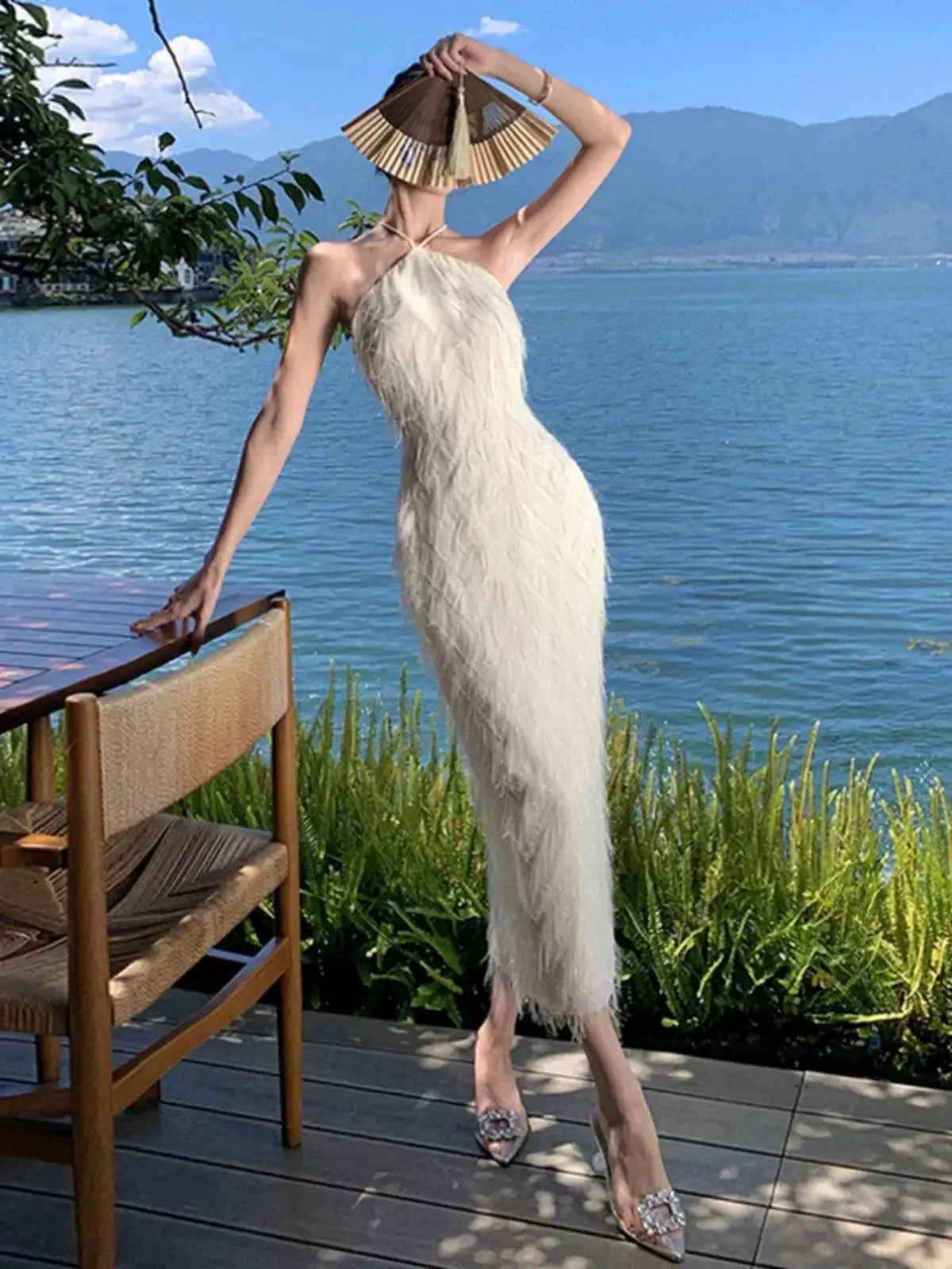 Socialite Feather Tassel Dress Elegant Autumn Chic Style