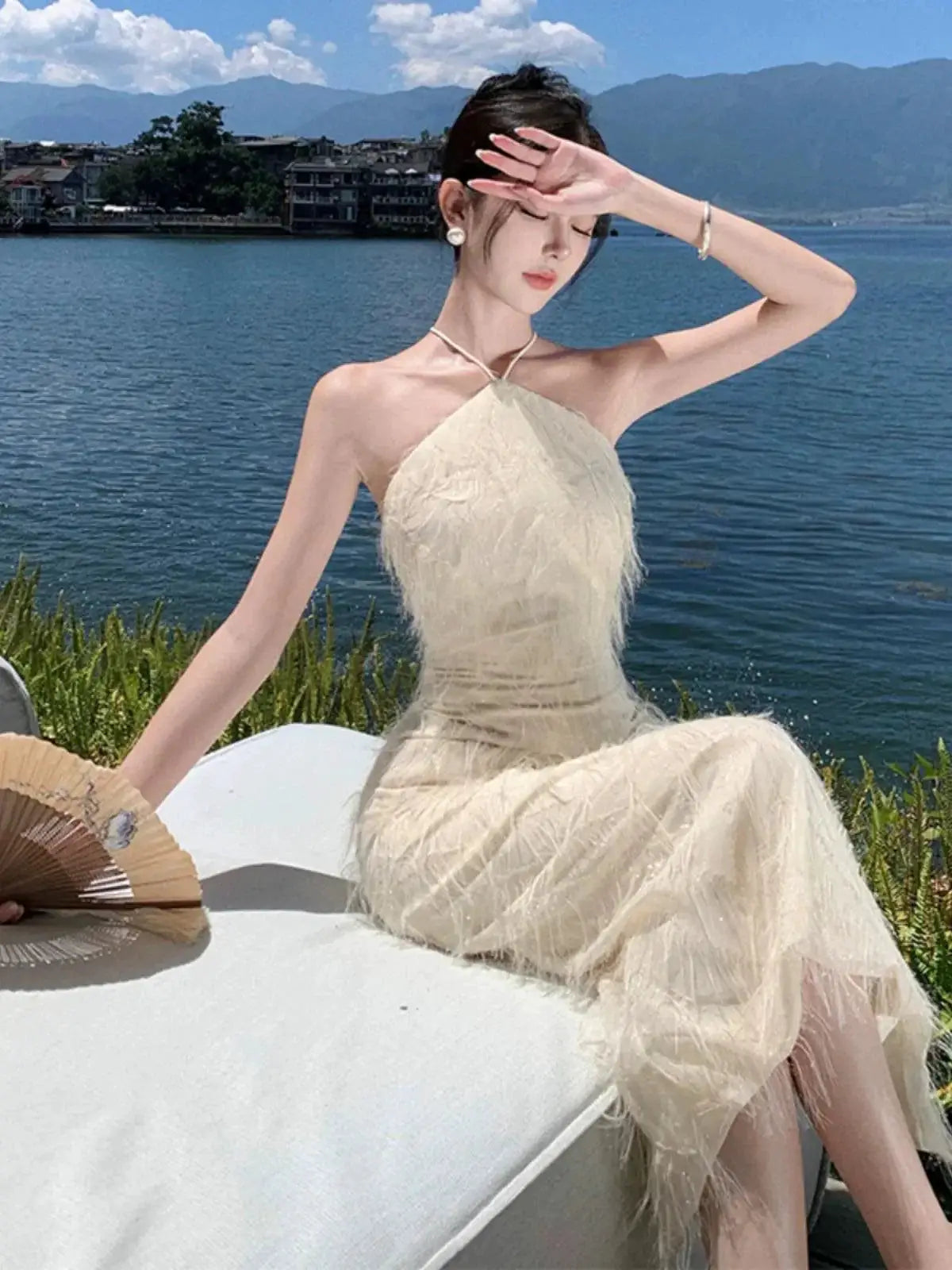 Socialite Feather Tassel Dress Elegant Autumn Chic Style