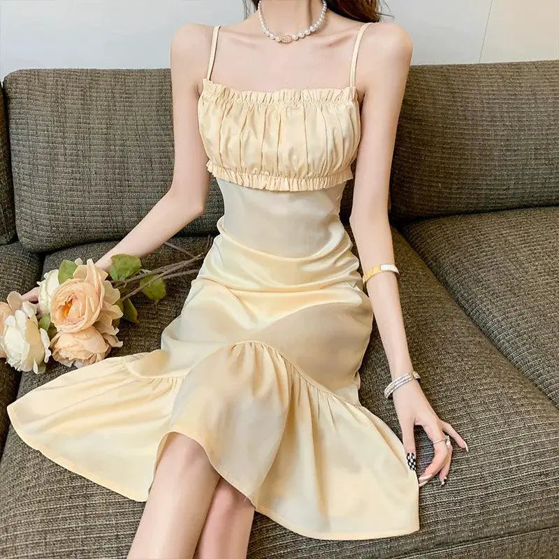 Socialite Fishtail Satin Dress Timeless Elegance Grace