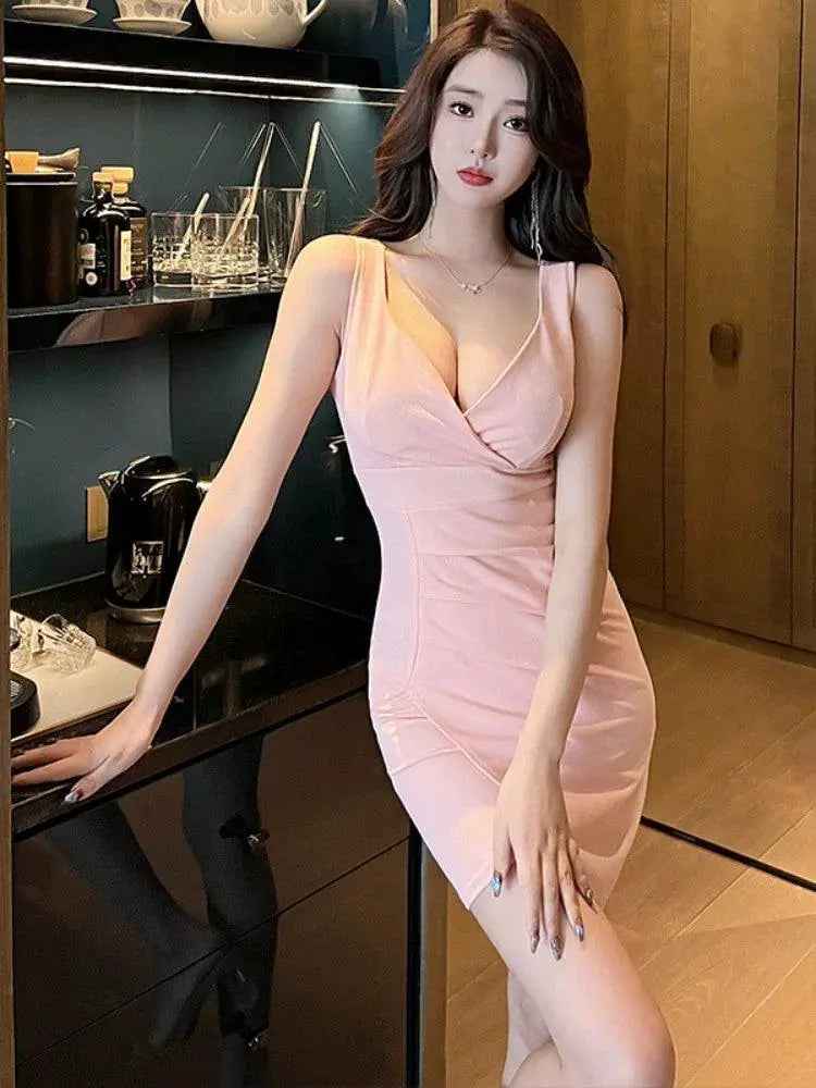 Socialite Nightclub Black Dress Sultry Low Cut Back Style