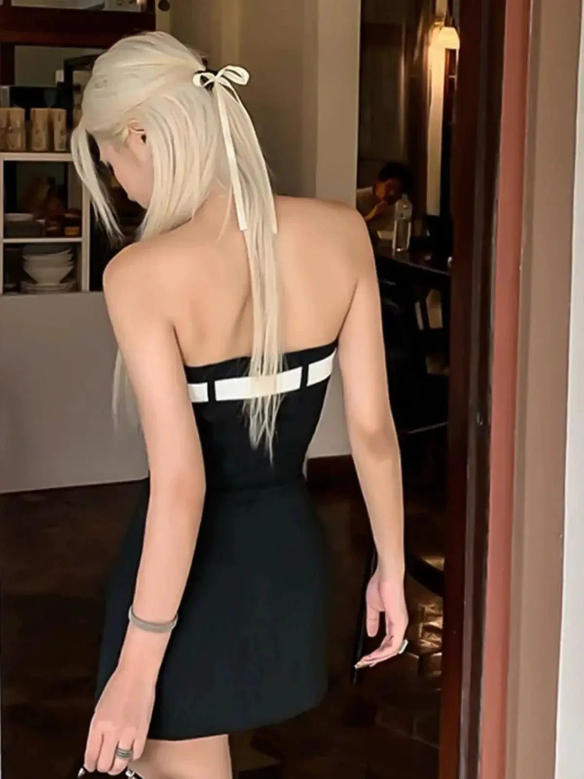 Socialite Style Bow Detail Tube Top Dress Evening Fashion