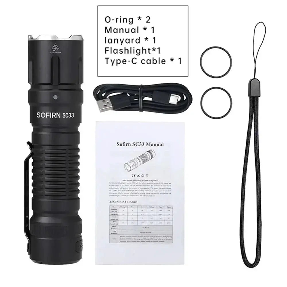 Sofirn SC33 LED Flashlight USB C Torch 5200 Lumens
