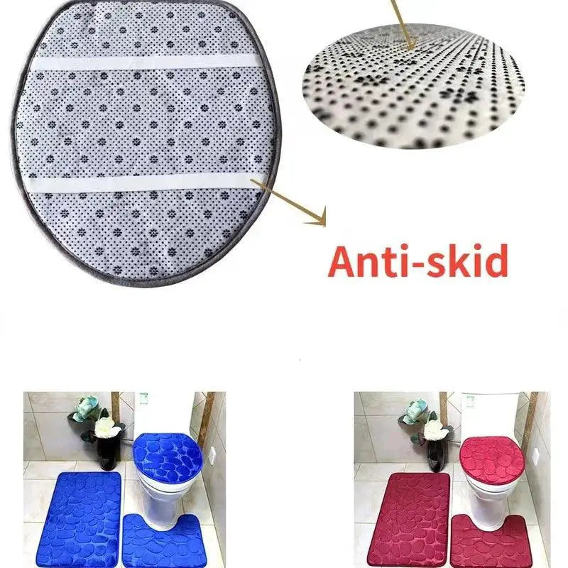 Soft Bathroom Mat Set Absorbent Anti Slip Shower Rugs