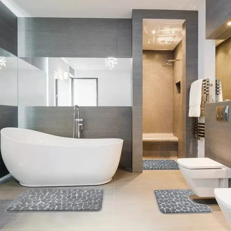Soft Bathroom Mat Set Absorbent Shower Rugs Comfort
