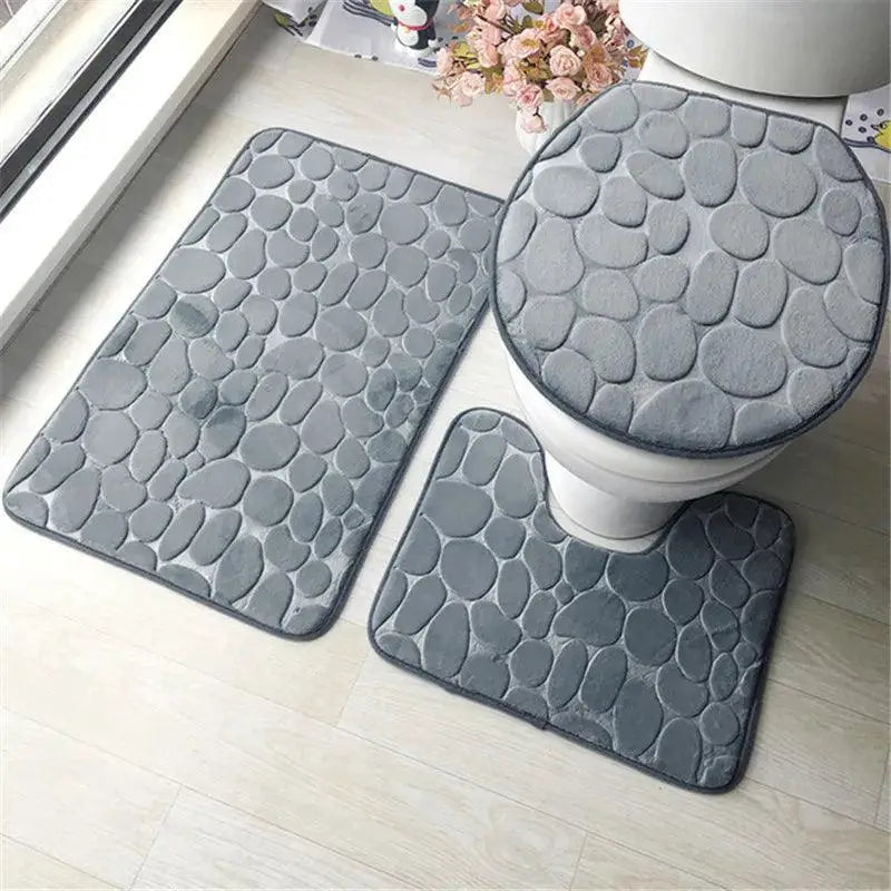 Soft Bathroom Mat Set Absorbent Shower Rugs Comfort