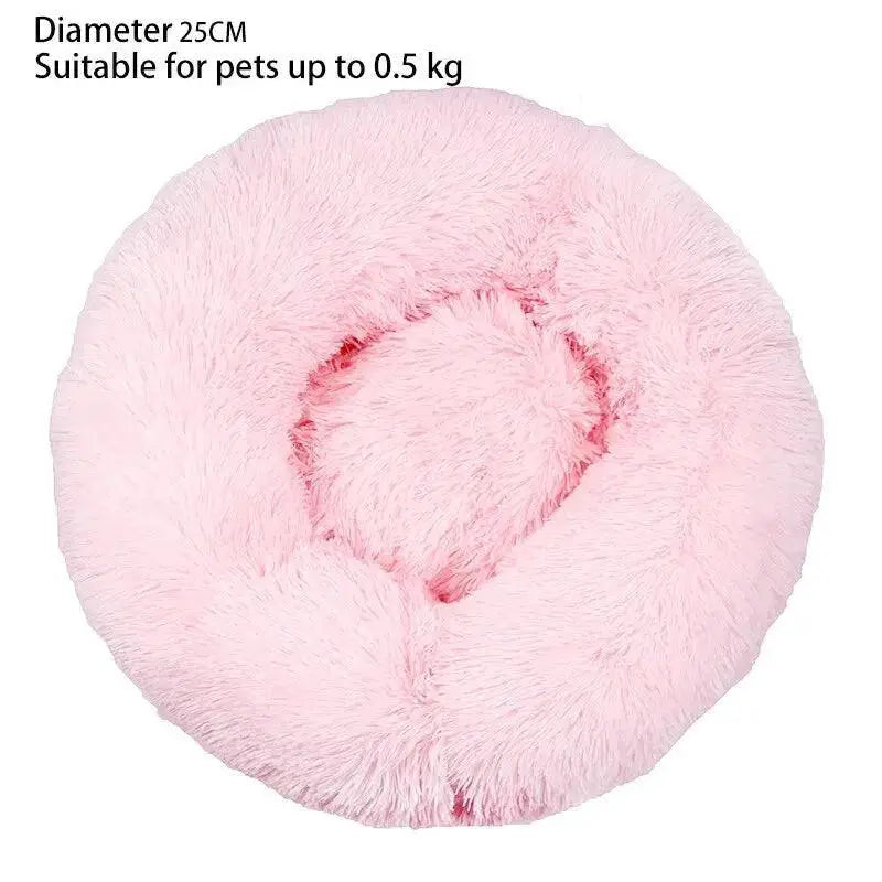 Soft Shaggy Round Cat Bed For Small Pets Cozy Washable