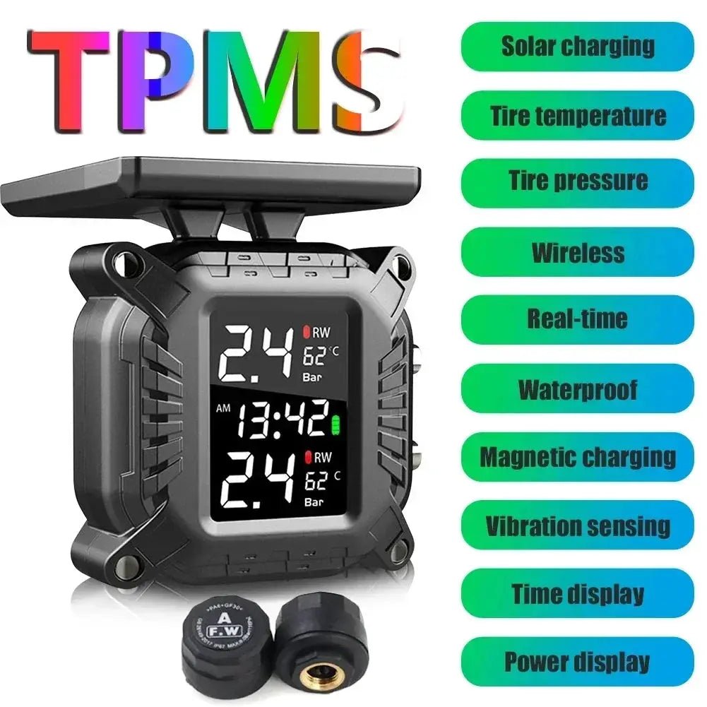 Solar Motorcycle TPMS With Temp Alarm