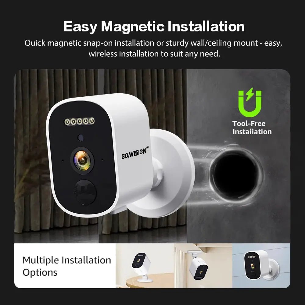 Solar Panel 3MP FHD Camera With Color Night Vision, Two - Way Audio, Magnetic Base