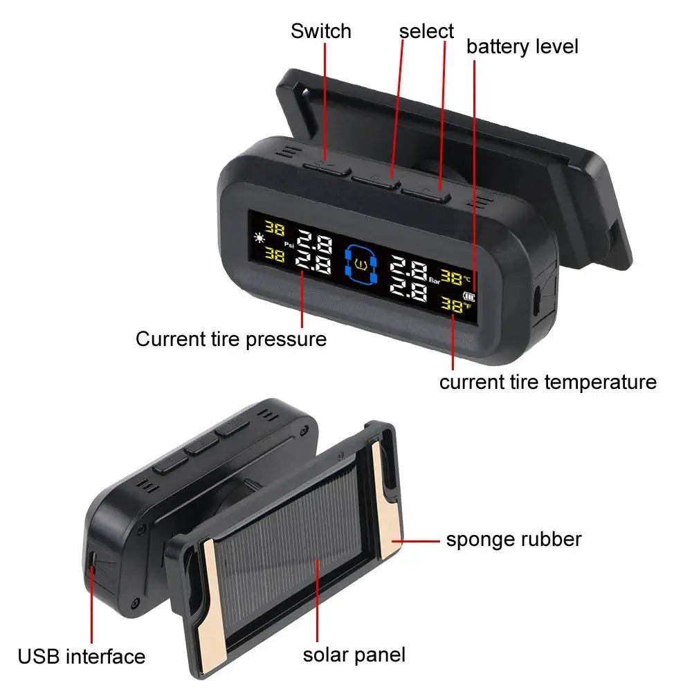 Solar USB TPMS For Safer Vehicle Driving