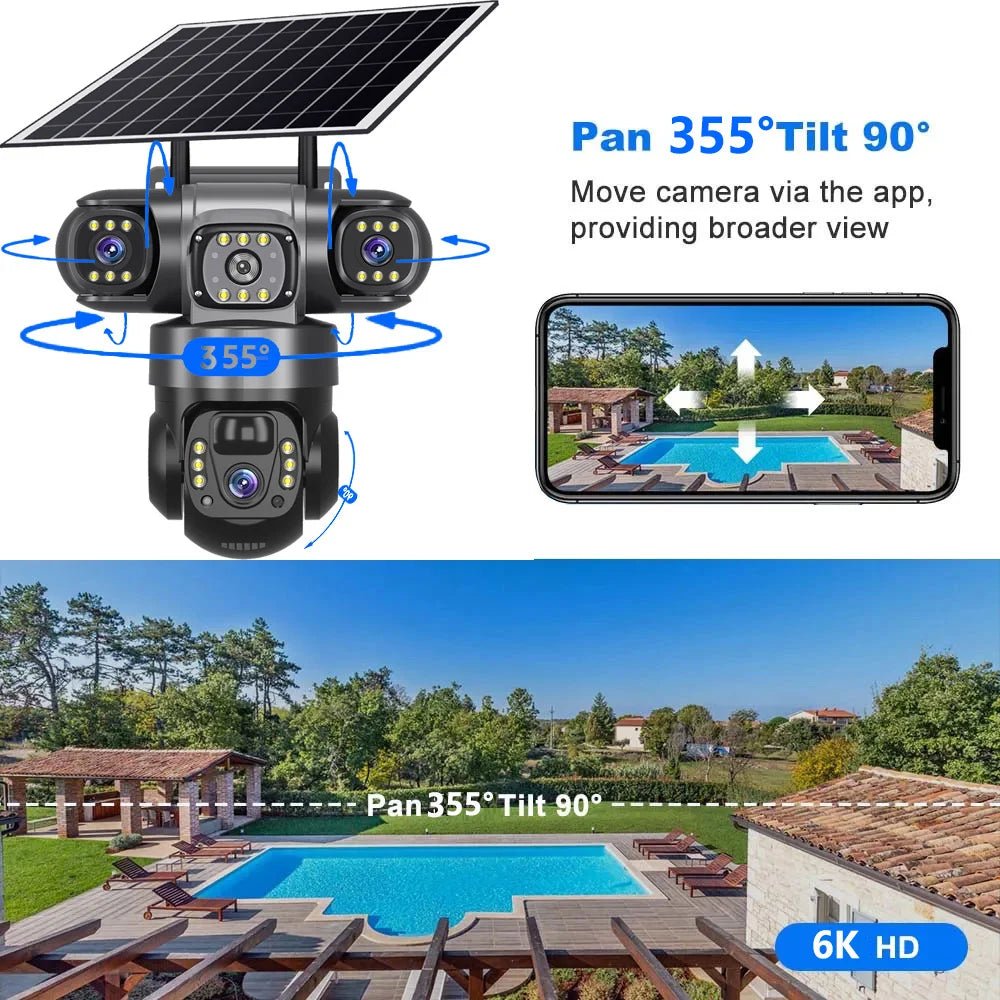 SolarGuard 4G Outdoor Solar Camera - Triple Lens 10X Zoom PIR Detection IP66 Pro