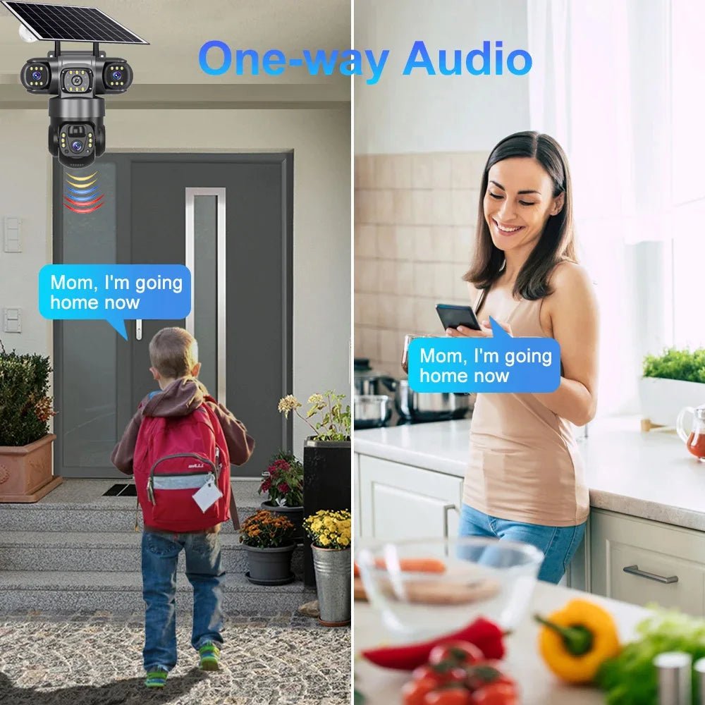 SolarGuard 4G Outdoor Solar Camera - Triple Lens 10X Zoom PIR Detection IP66 Pro