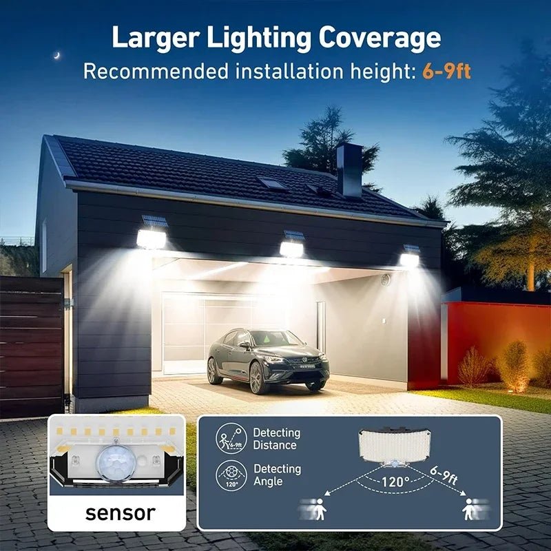 SolBright Solar Motion Sensor Light - IP65 Waterproofing 234 LEDs 3 Modes Outdoor