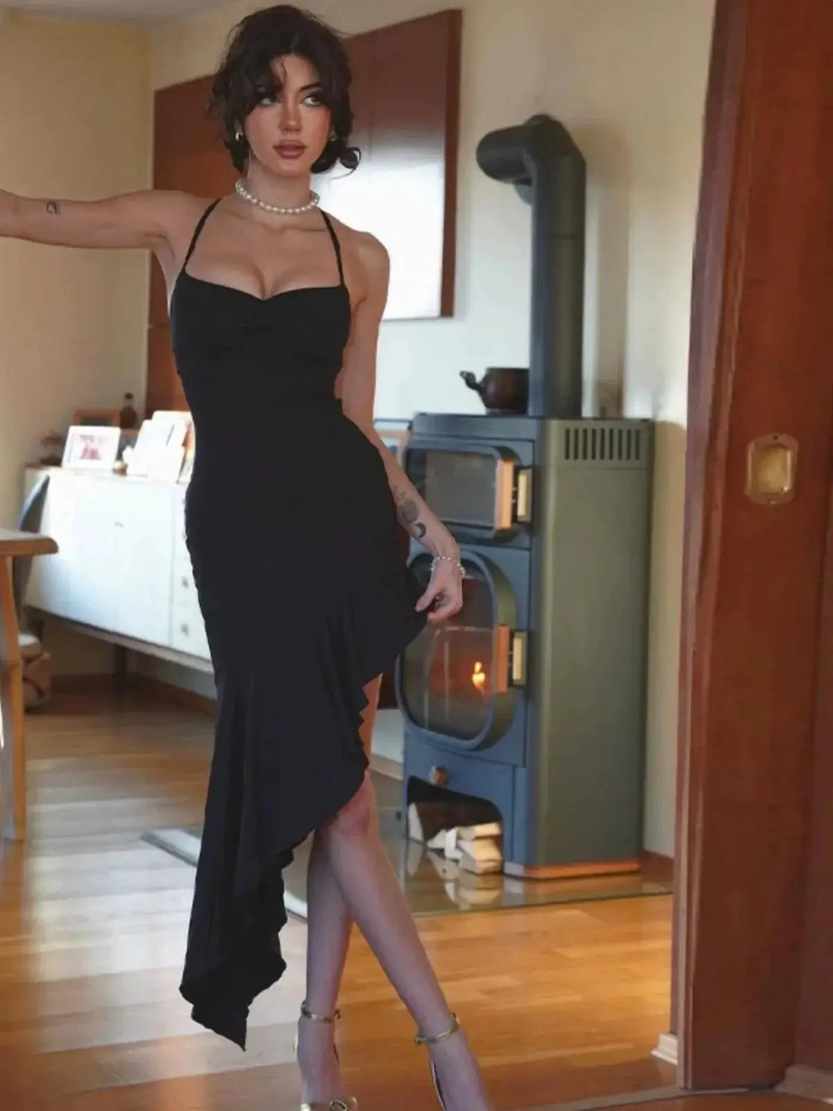 Solid Color Backless Dress Versatile Chic Style Online