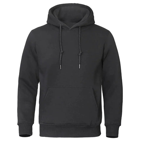Solid Color Men Fleece Hoodie Hip Hop Streetwear Sweatshirt
