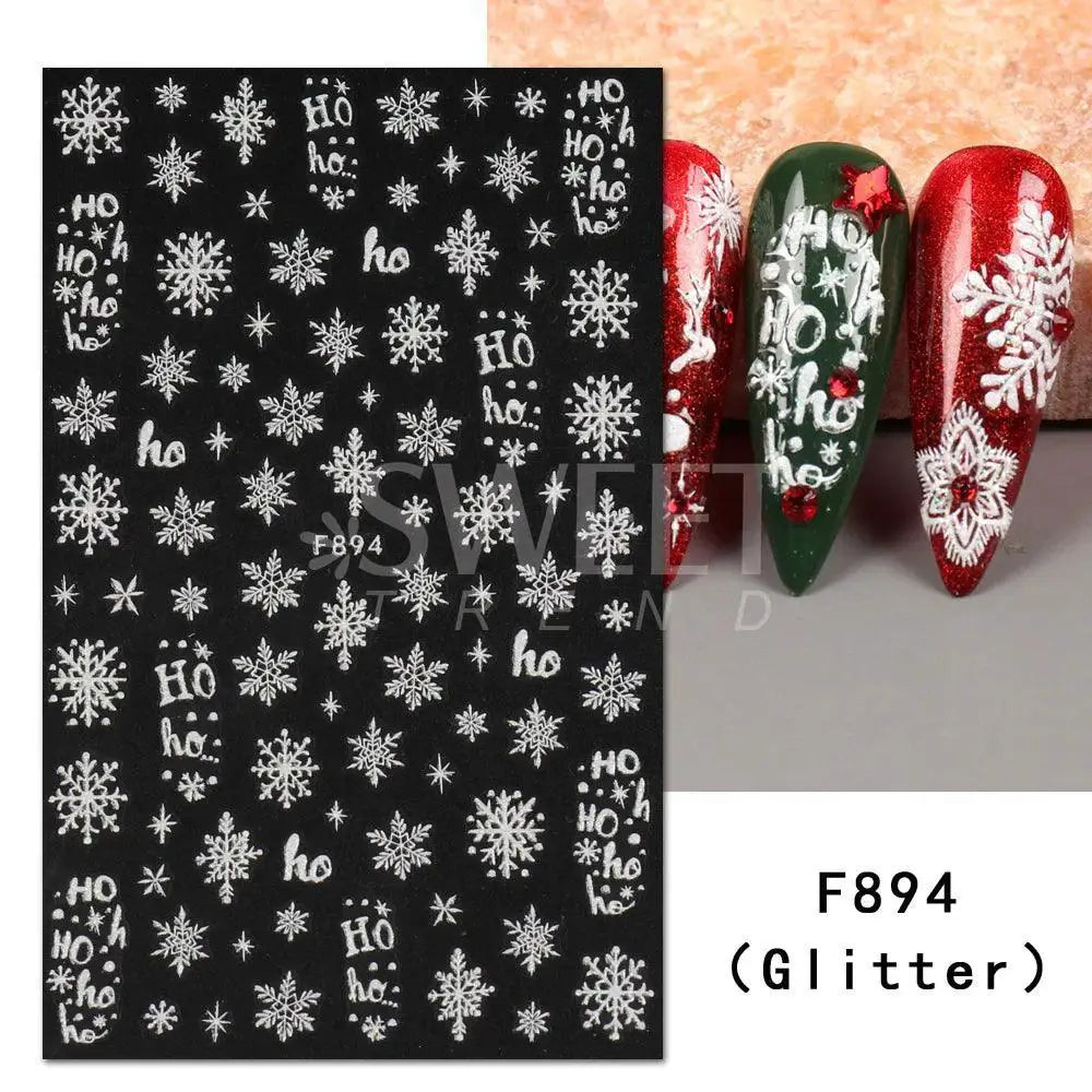 Sparkly Winter Nail Decals Gold Snowflakes And Trees — product view 20