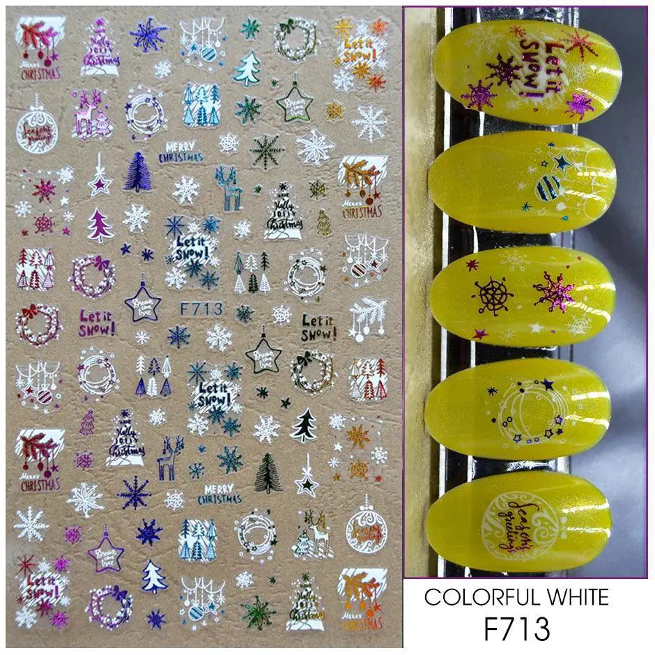 Sparkly Winter Nail Decals Gold Snowflakes And Trees — product view 18
