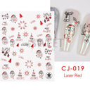 Sparkly Winter Nail Decals 3D Gold Snowflakes Trees