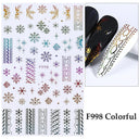 Sparkly Winter Nail Decals 3D Gold Snowflakes Trees