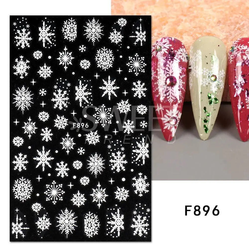 Sparkly Winter Nail Decals Gold Snowflakes And Trees — product view 14