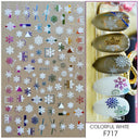 Sparkly Winter Nail Decals 3D Gold Snowflakes Trees