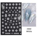 Sparkly Winter Nail Decals 3D Gold Snowflakes Trees