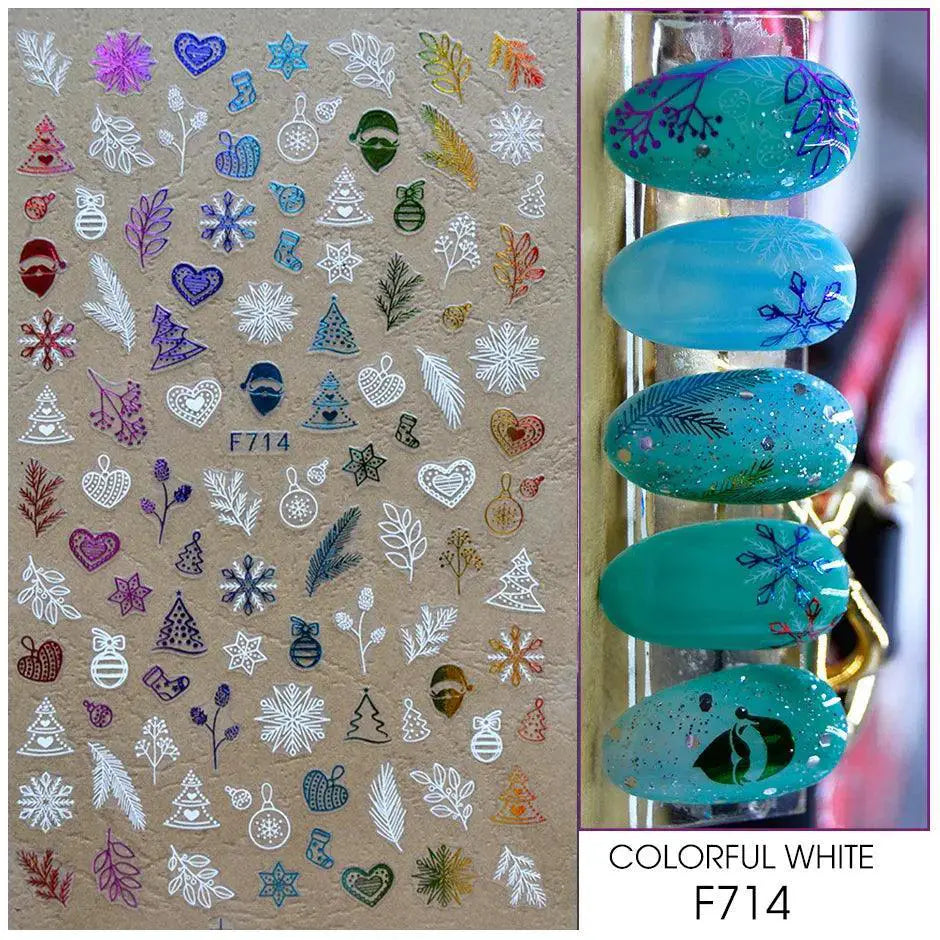Sparkly Winter Nail Decals Gold Snowflakes And Trees — product view 17