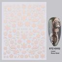 Sparkly Winter Nail Decals 3D Gold Snowflakes Trees